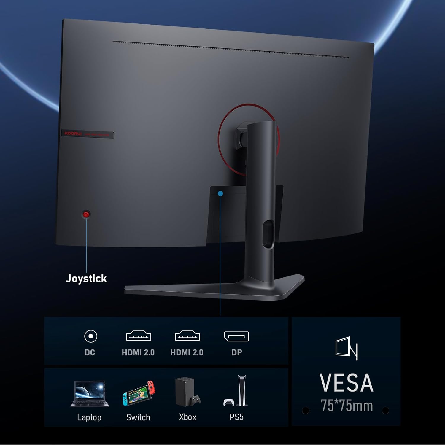 KOORUI 32E6QC 31.5-inch VA QHD 170Hz 1500R Curved Gaming Monitor