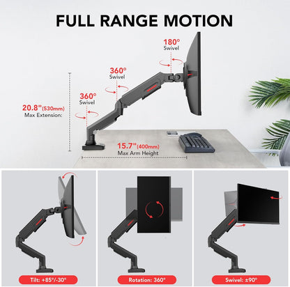 KOORUI KR20Y Desk Mount Single Adjustable Monitor Arm
