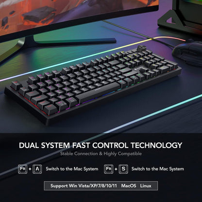 KOORUI MK104 Red Wired Mechanical Gaming Keyboard